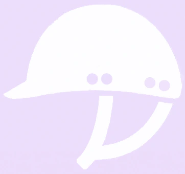 Light purple background with a white horse riding helmet silhouette